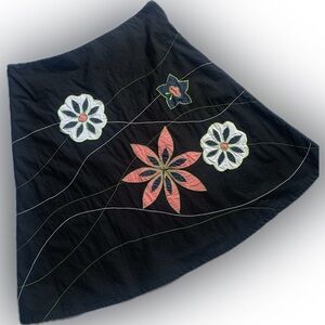 A line Black floral cotton skirt with liner with big flowers, 14 | MIX NOUVEAU